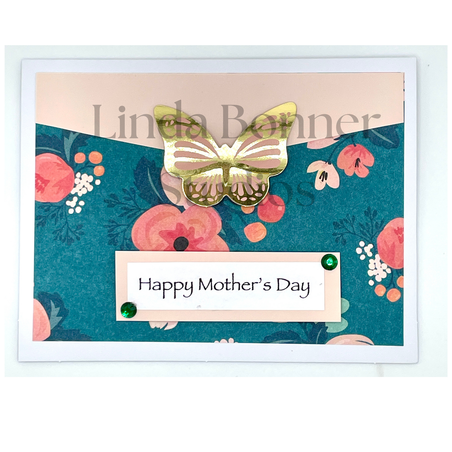 S158 - Mother's Day Card - Teal and Peach Floral
