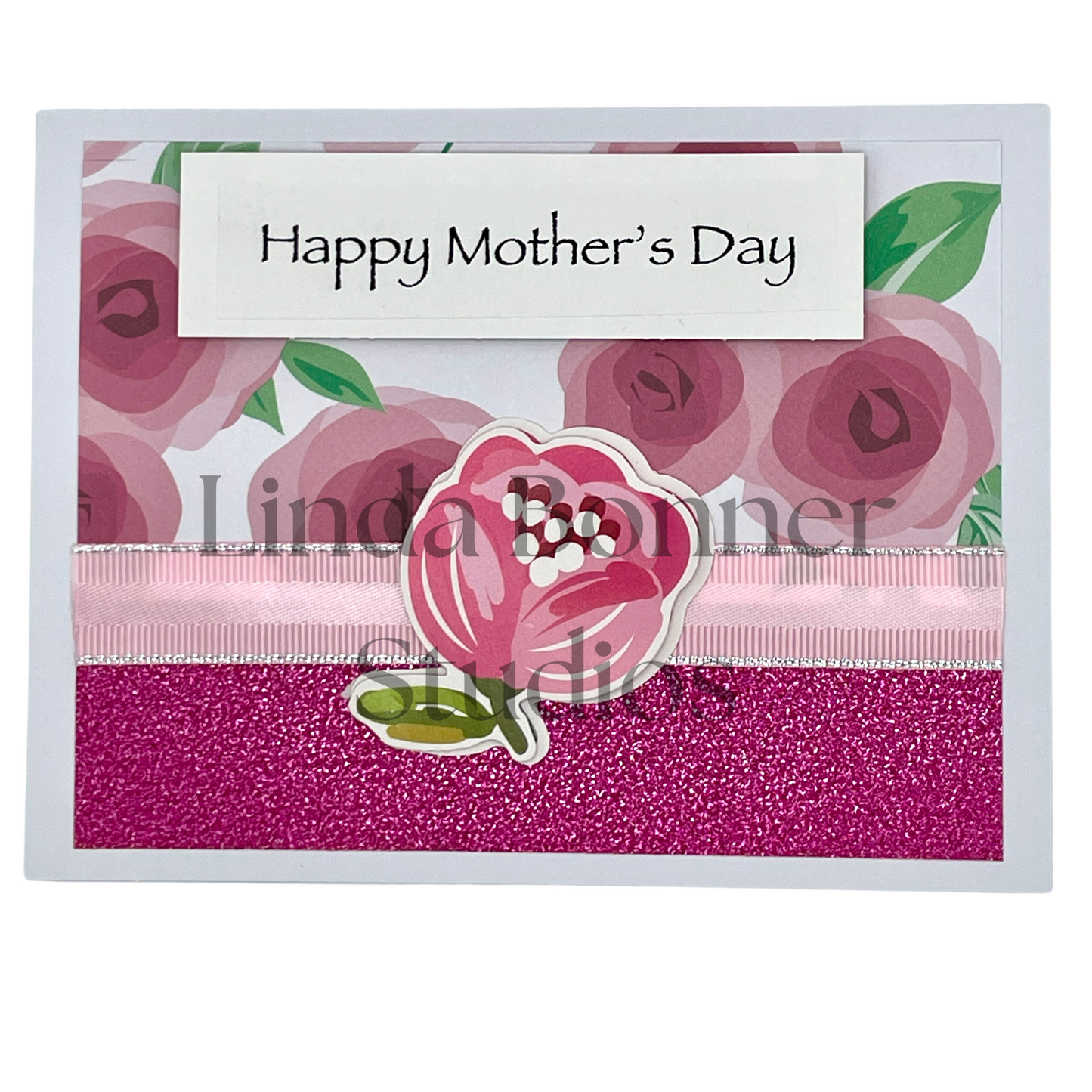 S157 - Mother's Day Card - Pink Floral Glitter