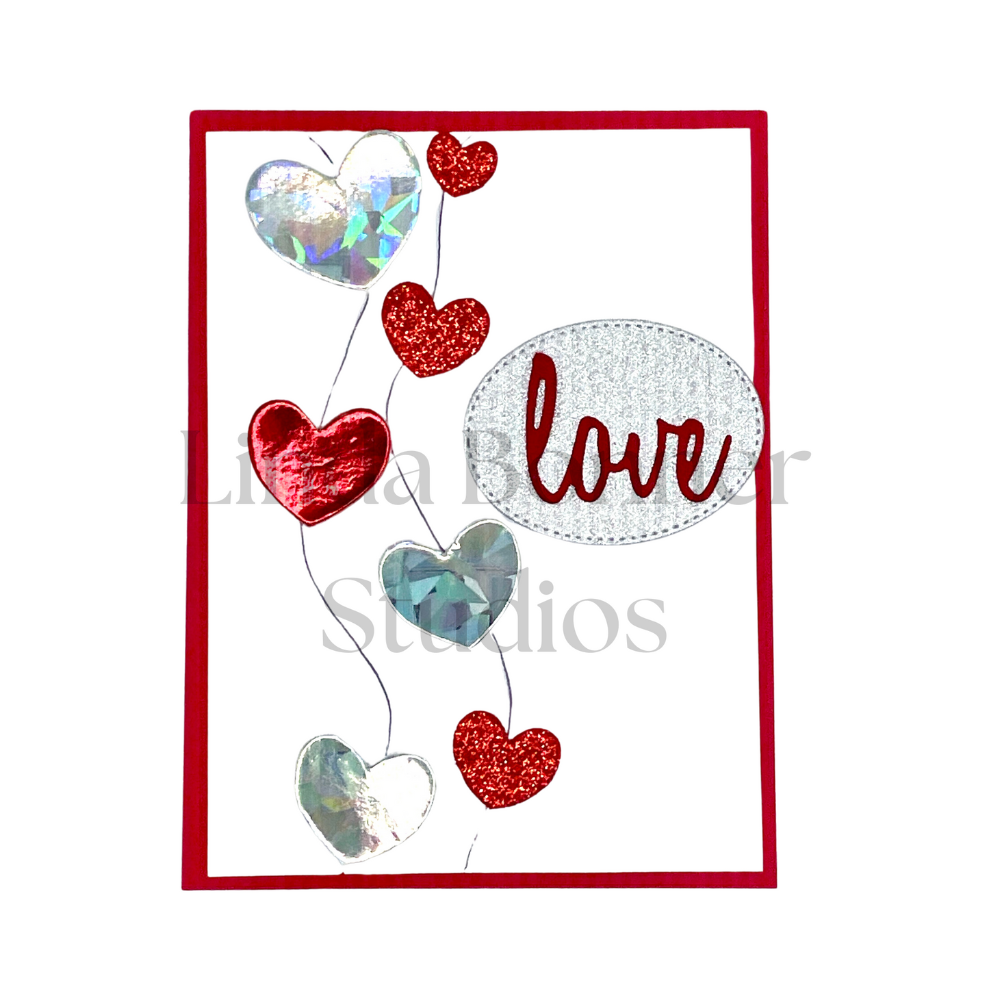 S027 Valentine's Note Card - Floating Hearts