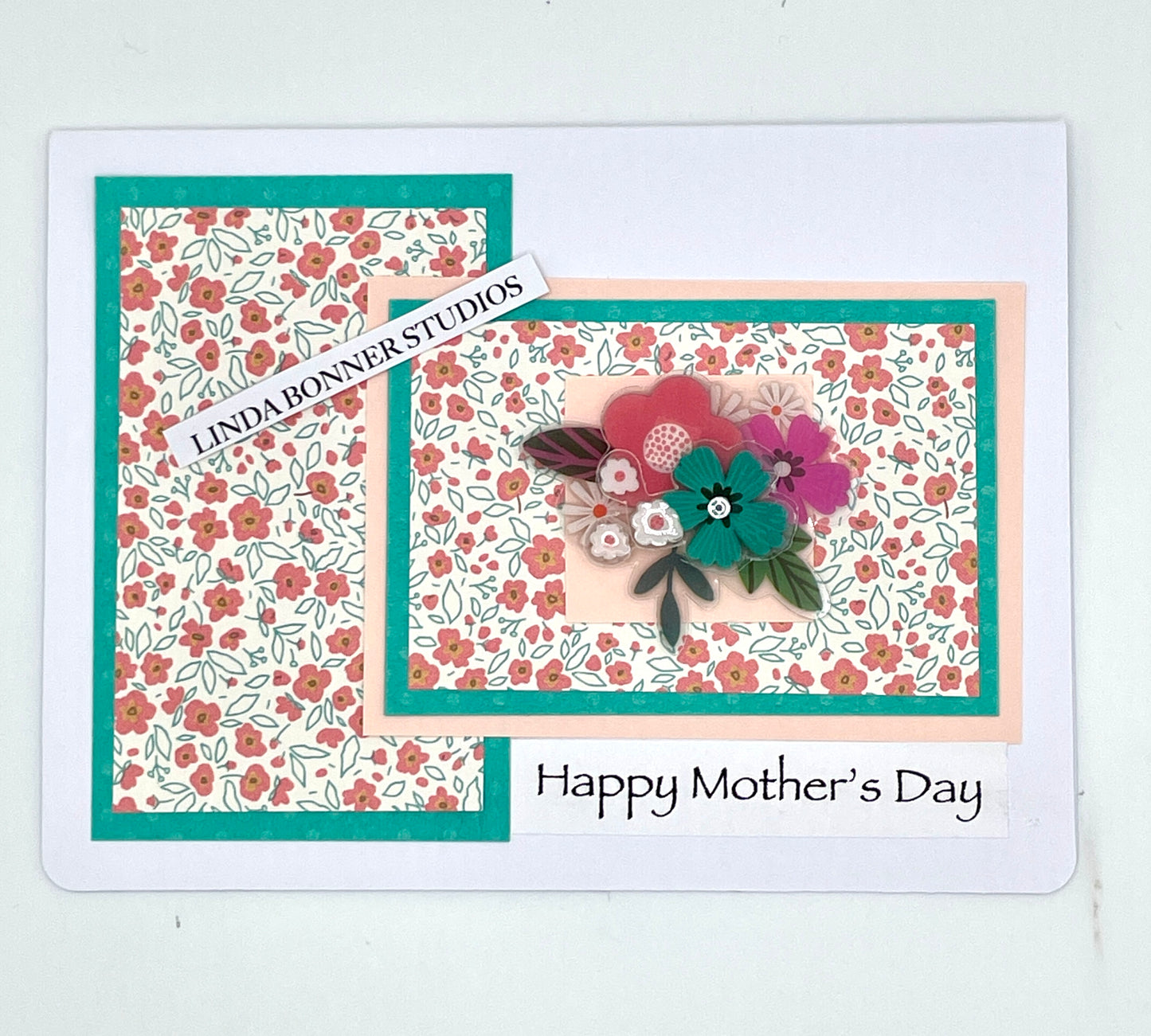 S205 - Happy Mother's Day Peach/Teal Floral