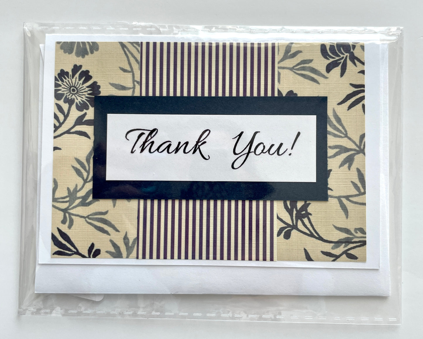 T023 Thank You Note Card Navy and Cream (A1)