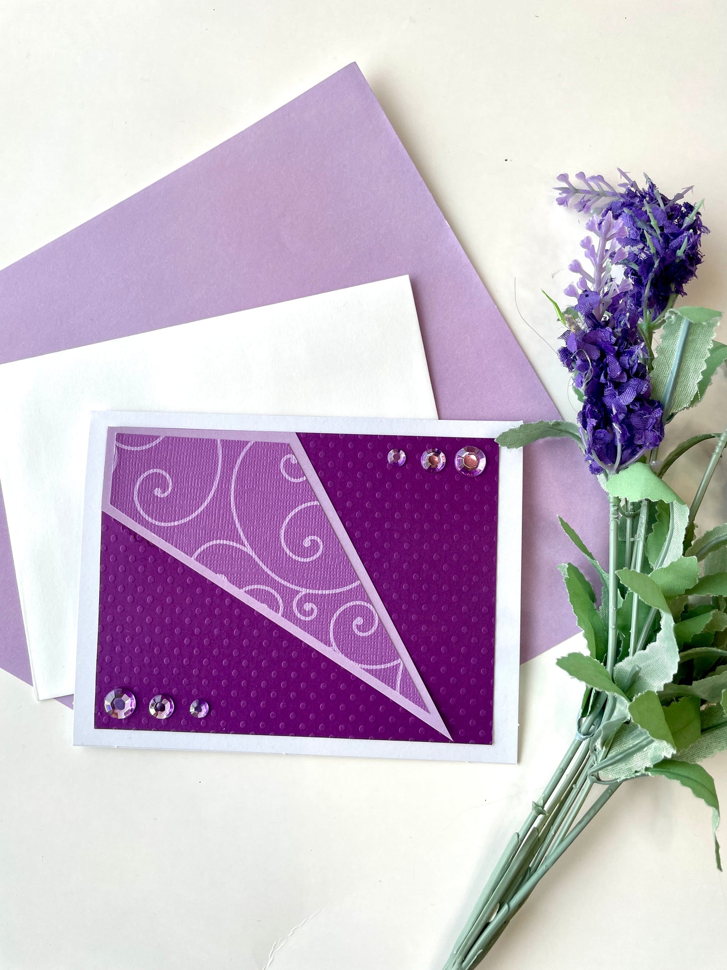N086 - Everyday Note Card with Envelope - Purple Geometric