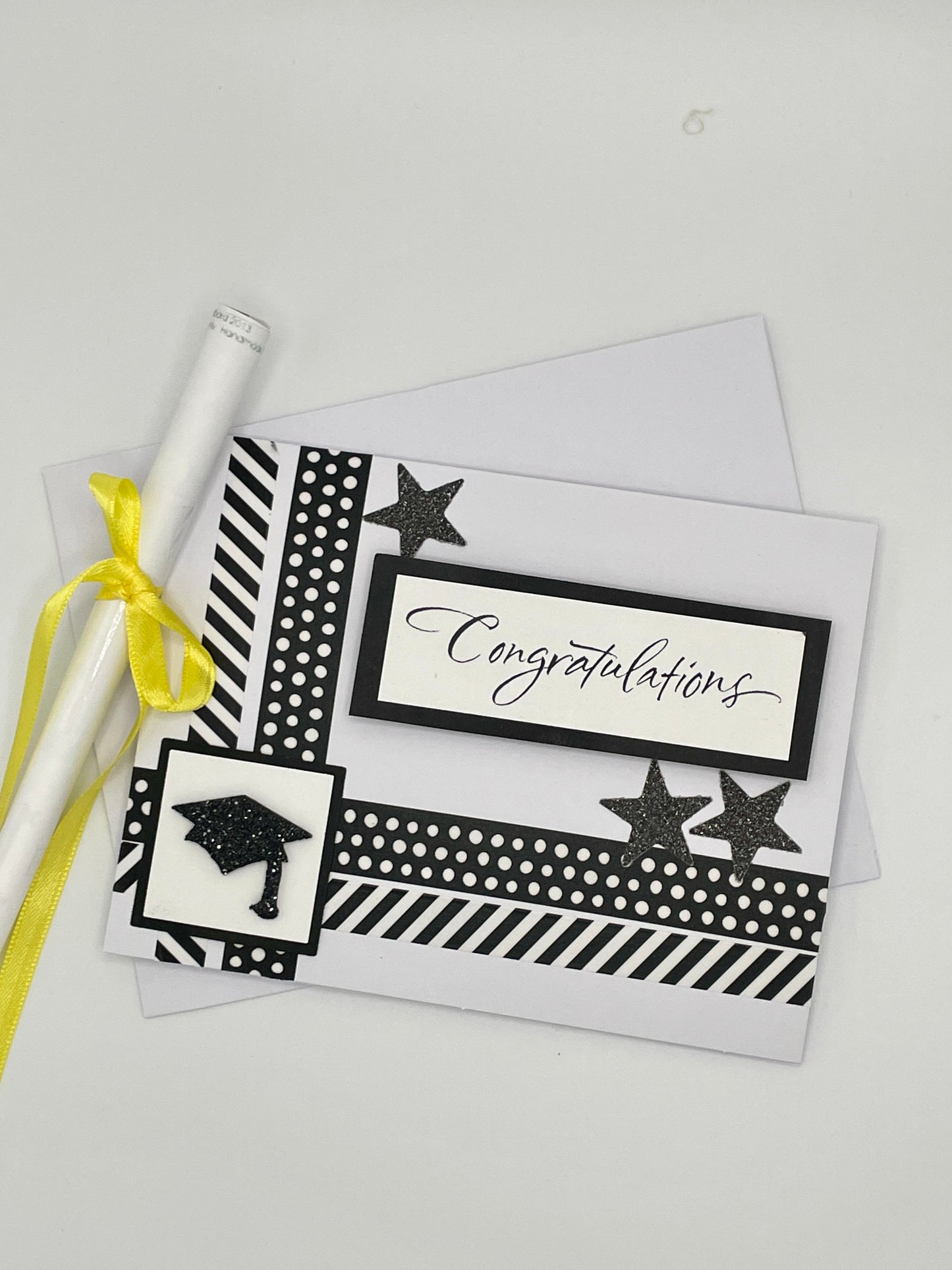 S156 - Graduation Card - Black and White with Stars