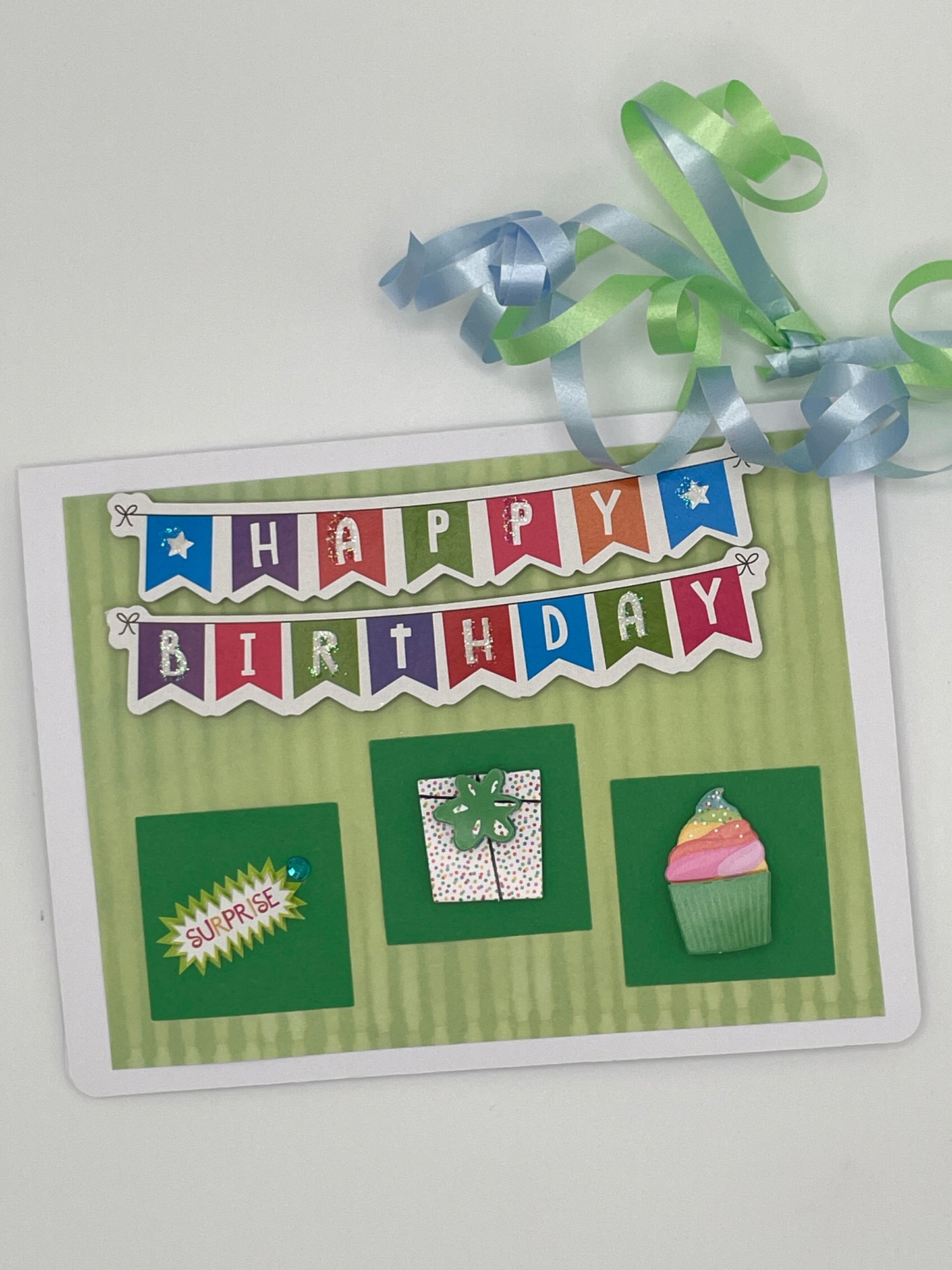 S183 - Birthday Card - Happy Birthday Banner with Green