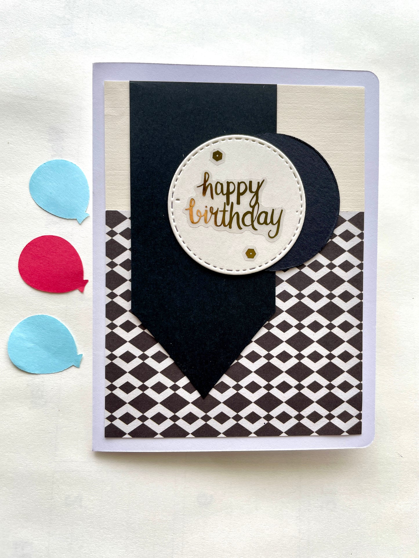 S181 - Birthday Card - Black and White Diamond