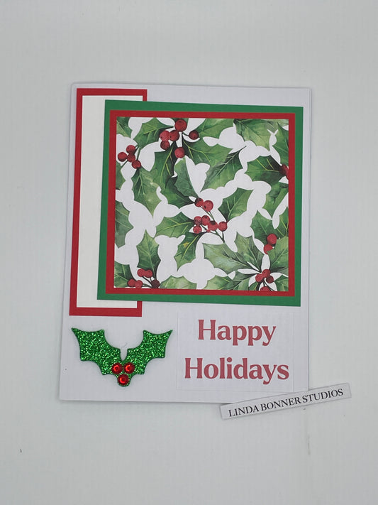 Christmas - Happy Holidays Holly and Berries