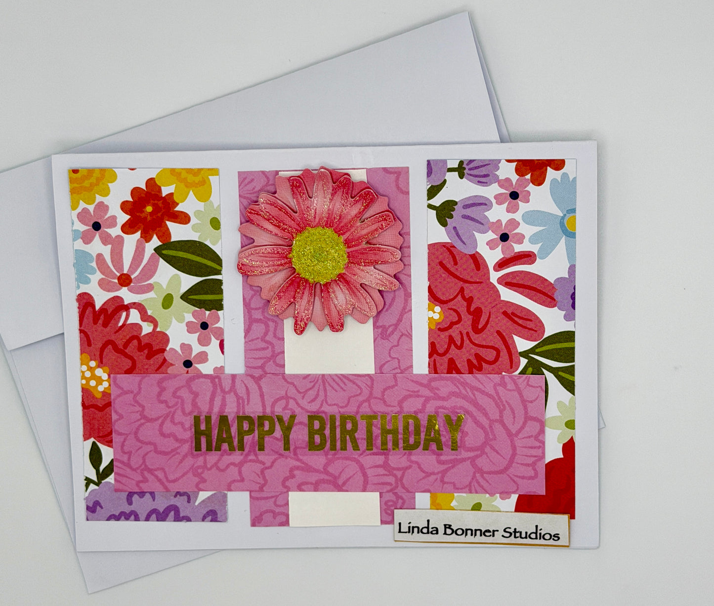 0249 - Bright Florals to Celebrate a Birthday Handcrafted Card