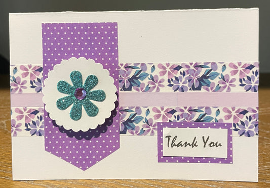 T012 Thank You Note Card Purple and Teal (A1)