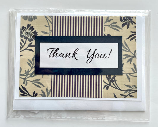 T023  Thank You Note Card Navy and Cream (A1)