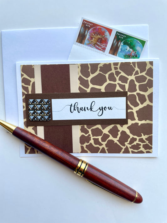T110 Thank You Note Card Animal Print