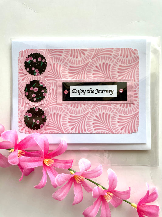 E055 Blank Note Card Enjoy The Journey - Pink